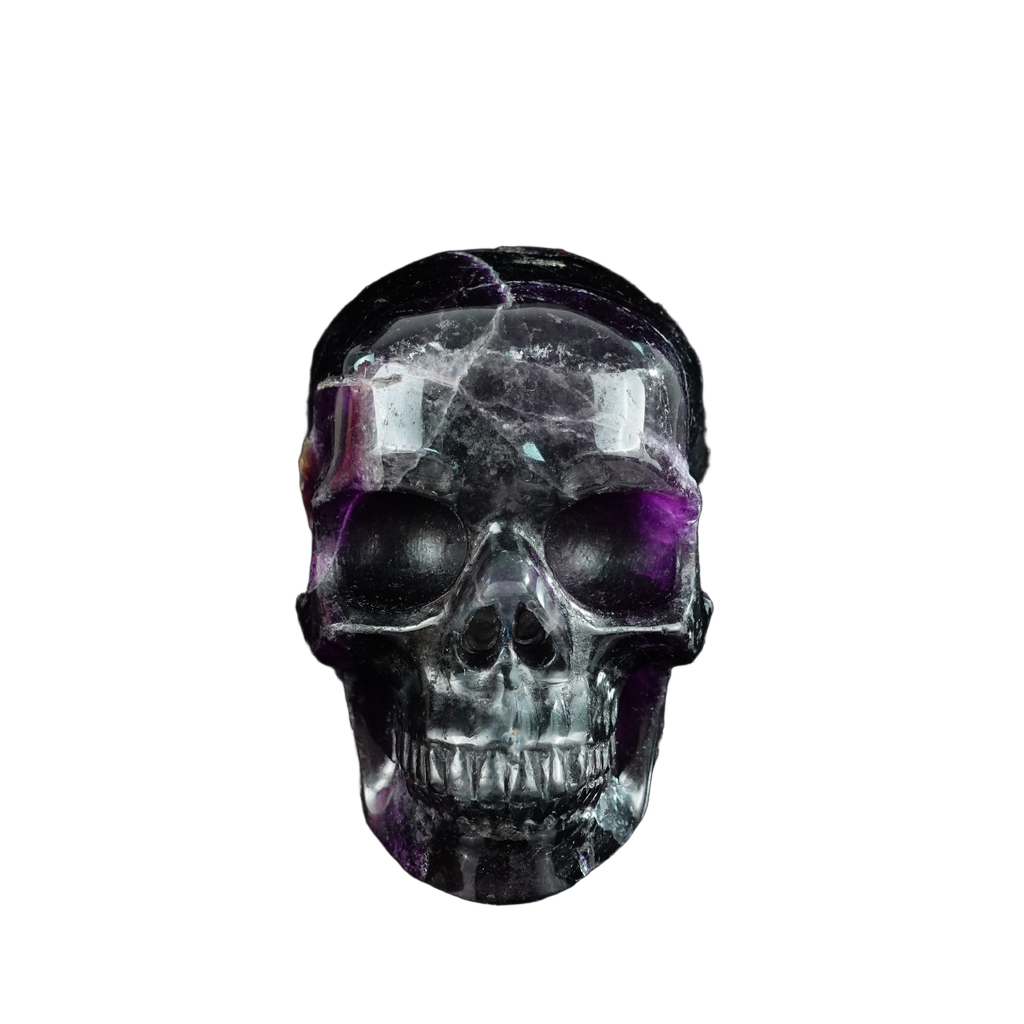 4.5" Fluorite Crystal Skull Carving - Unique Piece #GF02
