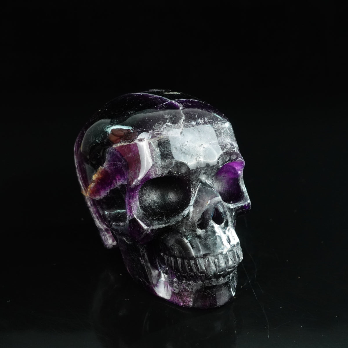 4.5" Fluorite Crystal Skull Carving - Unique Piece #GF02