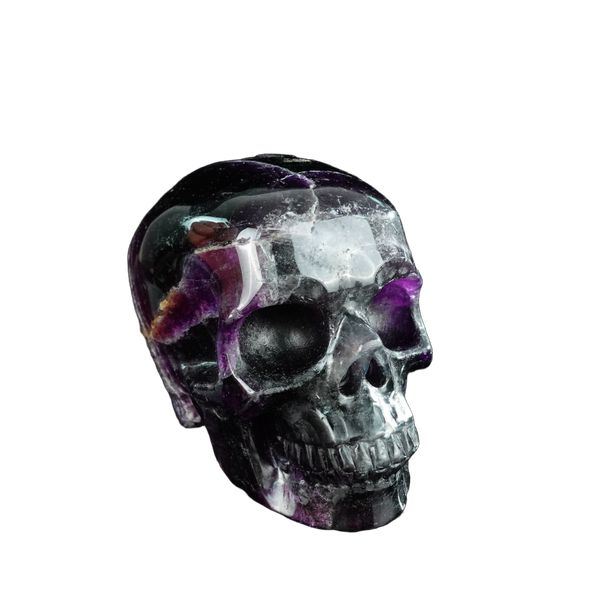 4.5" Fluorite Crystal Skull Carving - Unique Piece #GF02 - alternate view