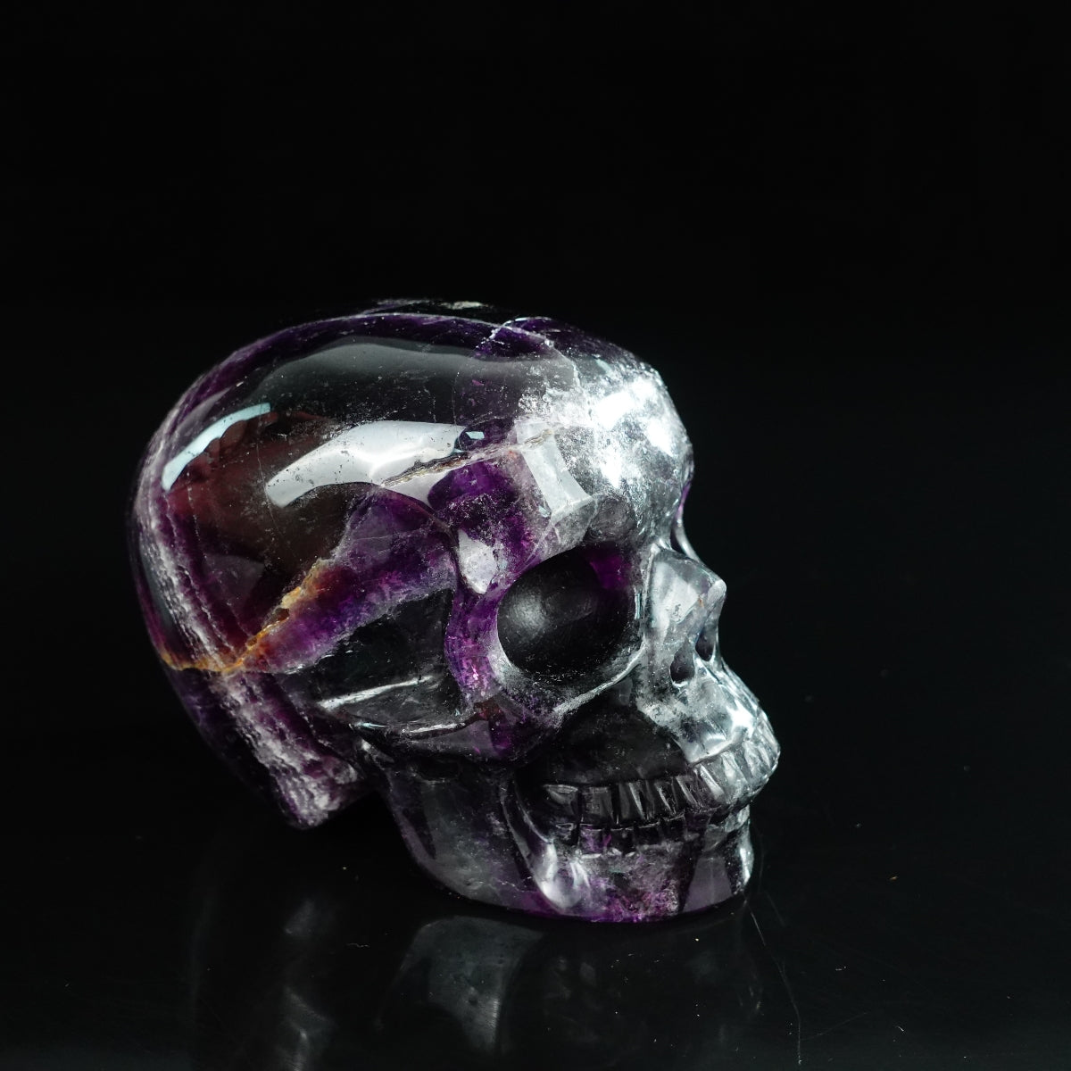 4.5" Fluorite Crystal Skull Carving - Unique Piece #GF02