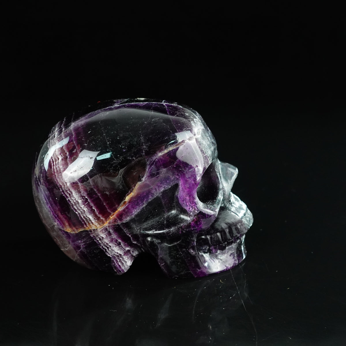 4.5" Fluorite Crystal Skull Carving - Unique Piece #GF02