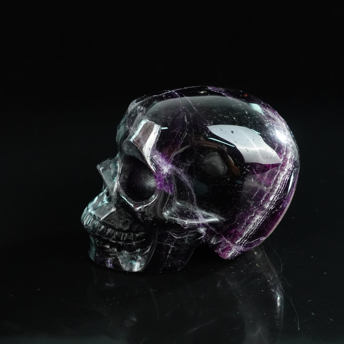 4.5" Fluorite Crystal Skull Carving - Unique Piece #GF02