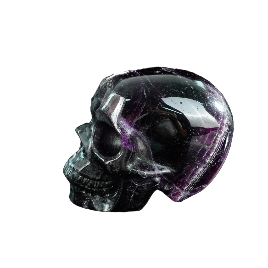4.5" Fluorite Crystal Skull Carving - Unique Piece #GF02