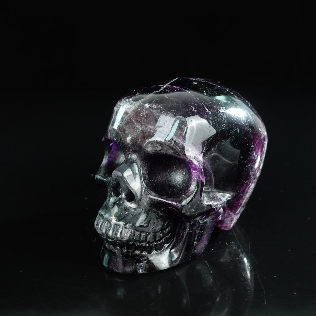 4.5" Fluorite Crystal Skull Carving - Unique Piece #GF02