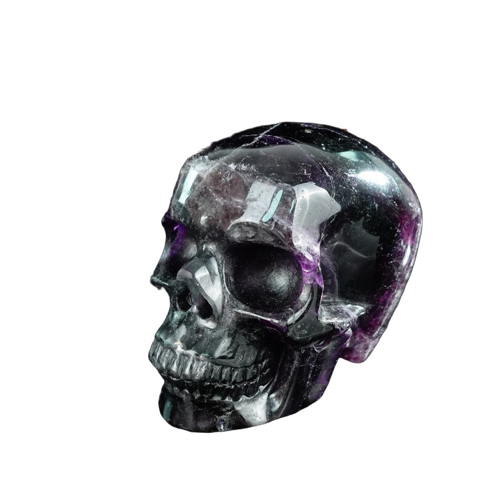 4.5" Fluorite Crystal Skull Carving - Unique Piece #GF02