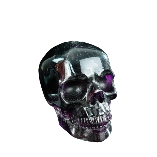 4.5" Fluorite Crystal Skull Carving - Unique Piece #GF03 - alternate view