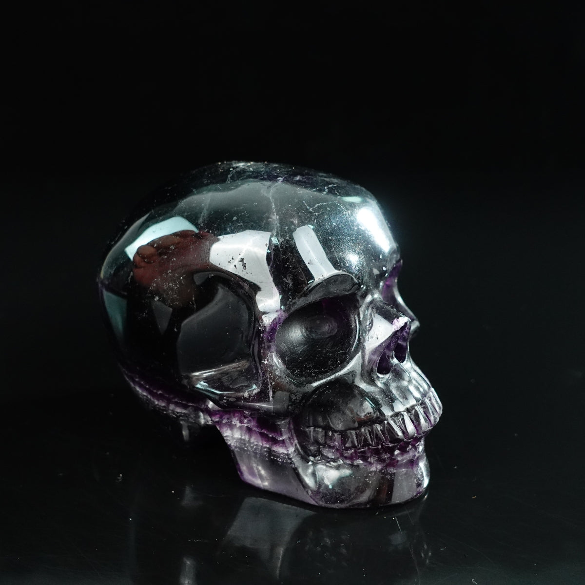 4.5" Fluorite Crystal Skull Carving - Unique Piece #GF03