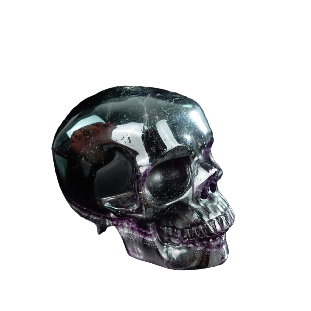 4.5" Fluorite Crystal Skull Carving - Unique Piece #GF03