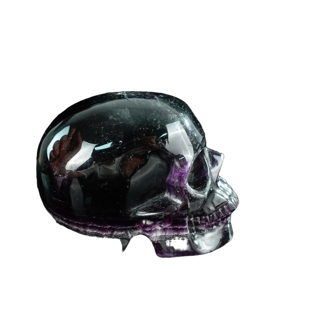 4.5" Fluorite Crystal Skull Carving - Unique Piece #GF03
