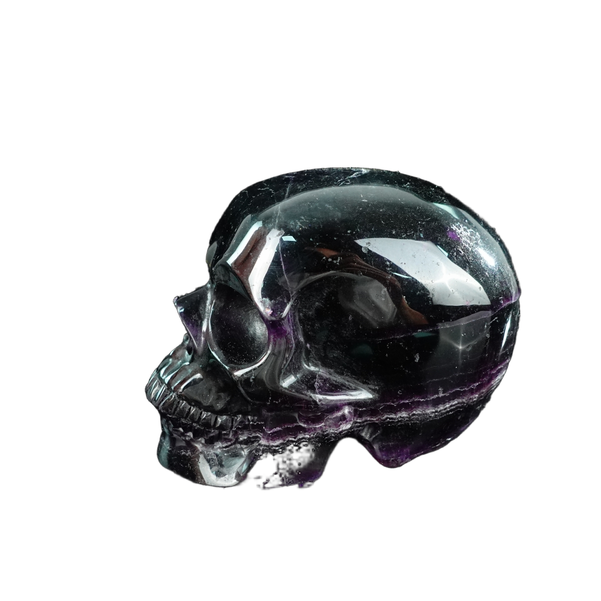 4.5" Fluorite Crystal Skull Carving - Unique Piece #GF03