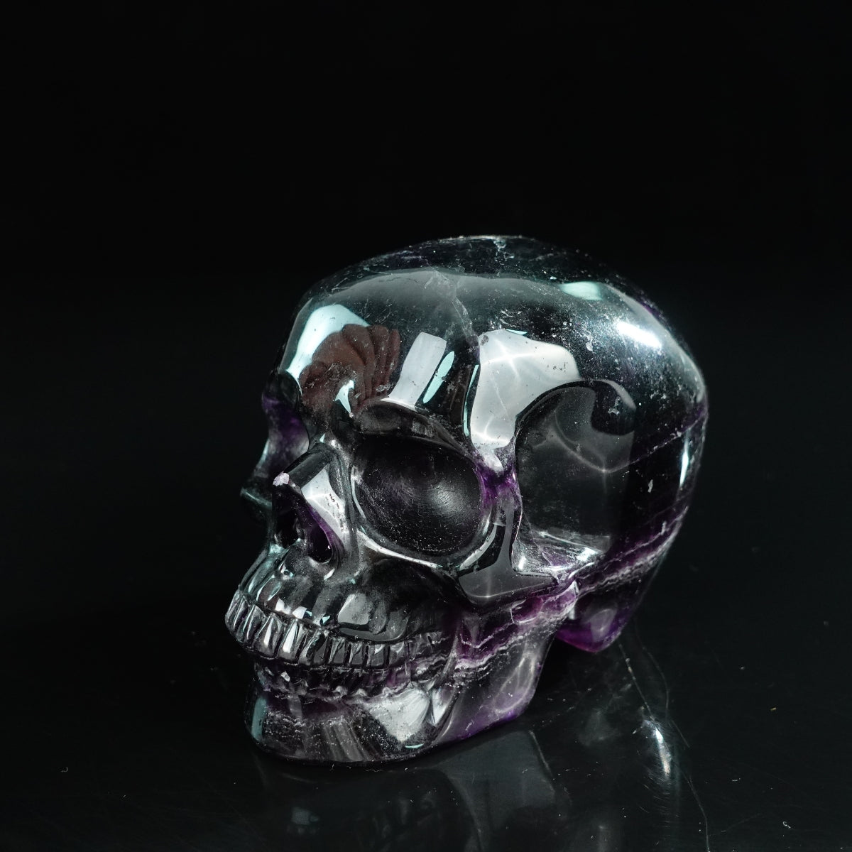 4.5" Fluorite Crystal Skull Carving - Unique Piece #GF03