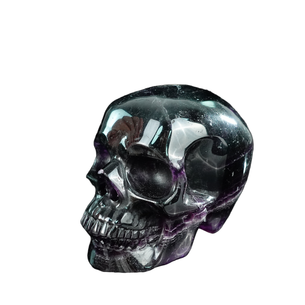 4.5" Fluorite Crystal Skull Carving - Unique Piece #GF03
