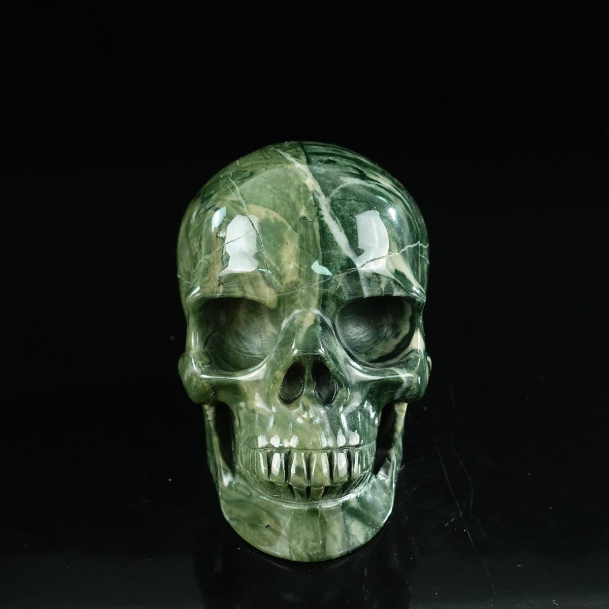 4.5" Nine Dragon Jade Crystal Skull Carving - Unique Piece #HA01