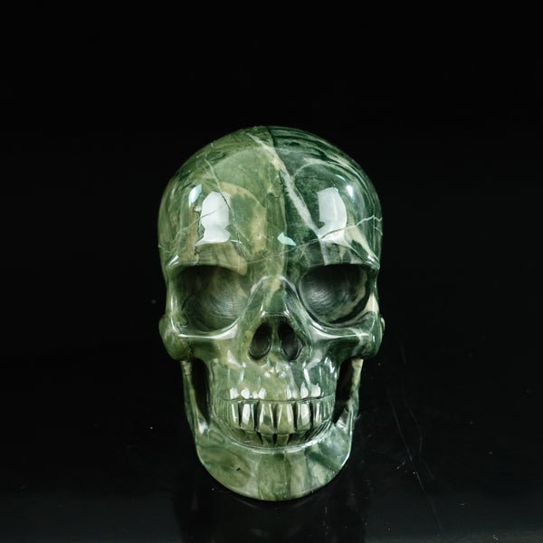 4.5" Nine Dragon Jade Crystal Skull Carving - Unique Piece #HA01