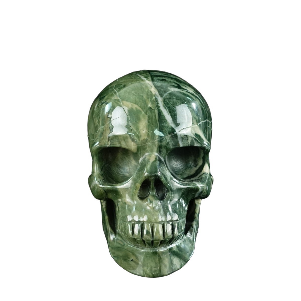4.5" Nine Dragon Jade Crystal Skull Carving - Unique Piece #HA01