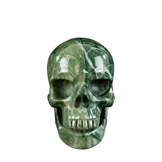 4.5" Nine Dragon Jade Crystal Skull Carving - Unique Piece #HA01