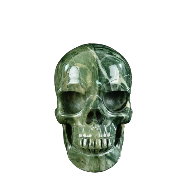4.5" Nine Dragon Jade Crystal Skull Carving - Unique Piece #HA01