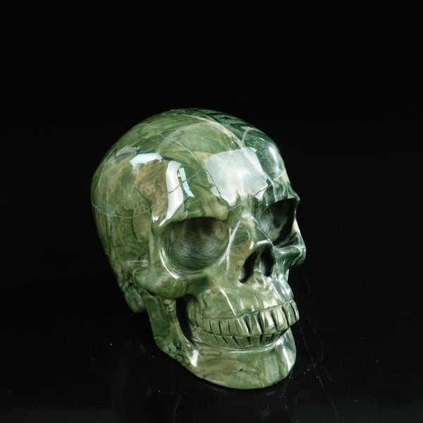 4.5" Nine Dragon Jade Crystal Skull Carving - Unique Piece #HA01 - alternate view