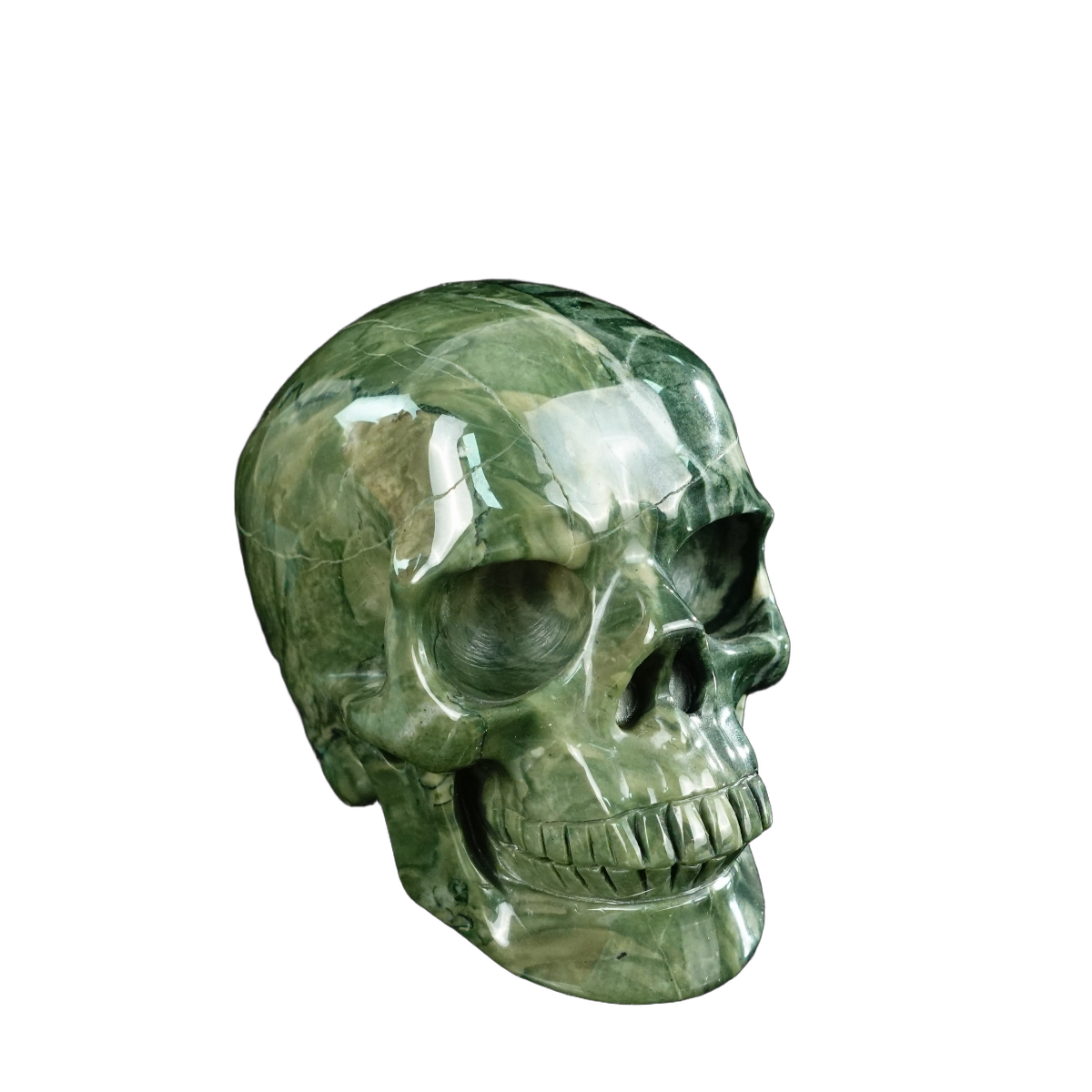 4.5" Nine Dragon Jade Crystal Skull Carving - Unique Piece #HA01