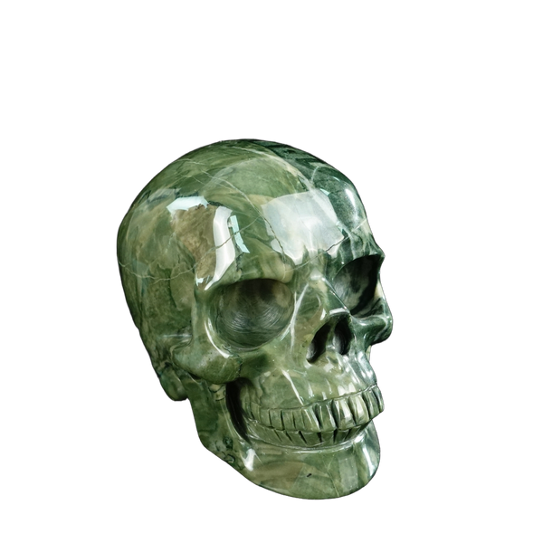 4.5" Nine Dragon Jade Crystal Skull Carving - Unique Piece #HA01 - alternate view