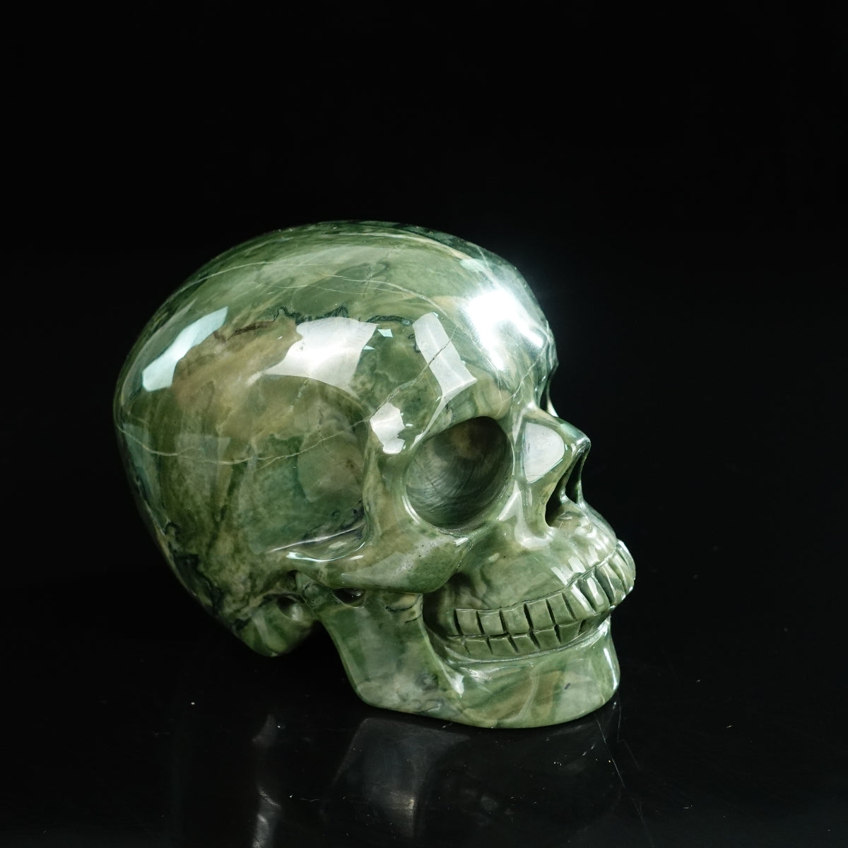 4.5" Nine Dragon Jade Crystal Skull Carving - Unique Piece #HA01