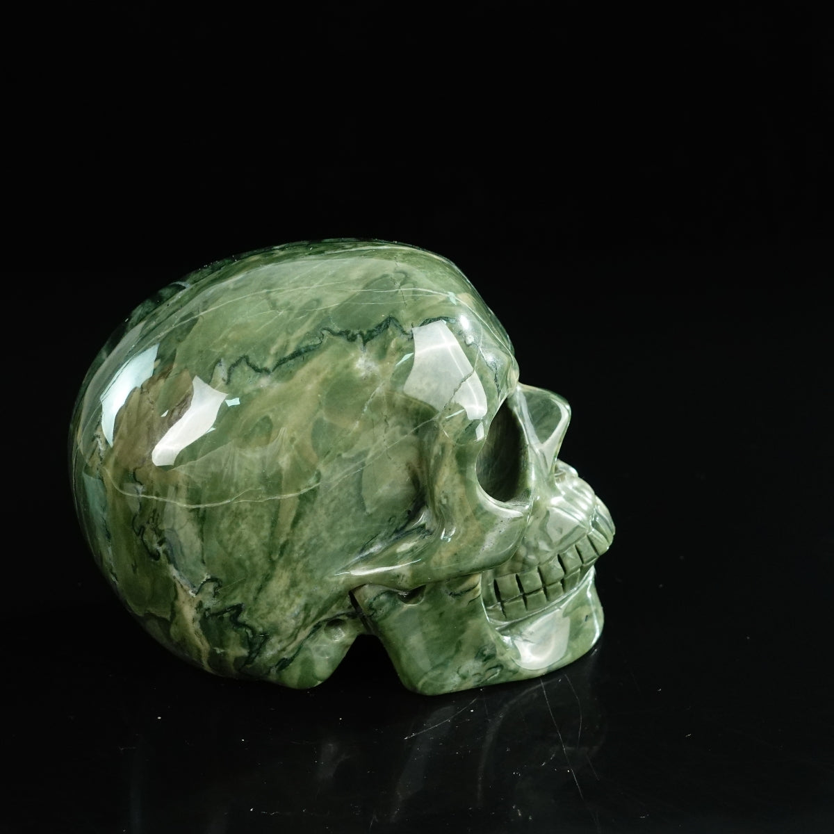 4.5" Nine Dragon Jade Crystal Skull Carving - Unique Piece #HA01