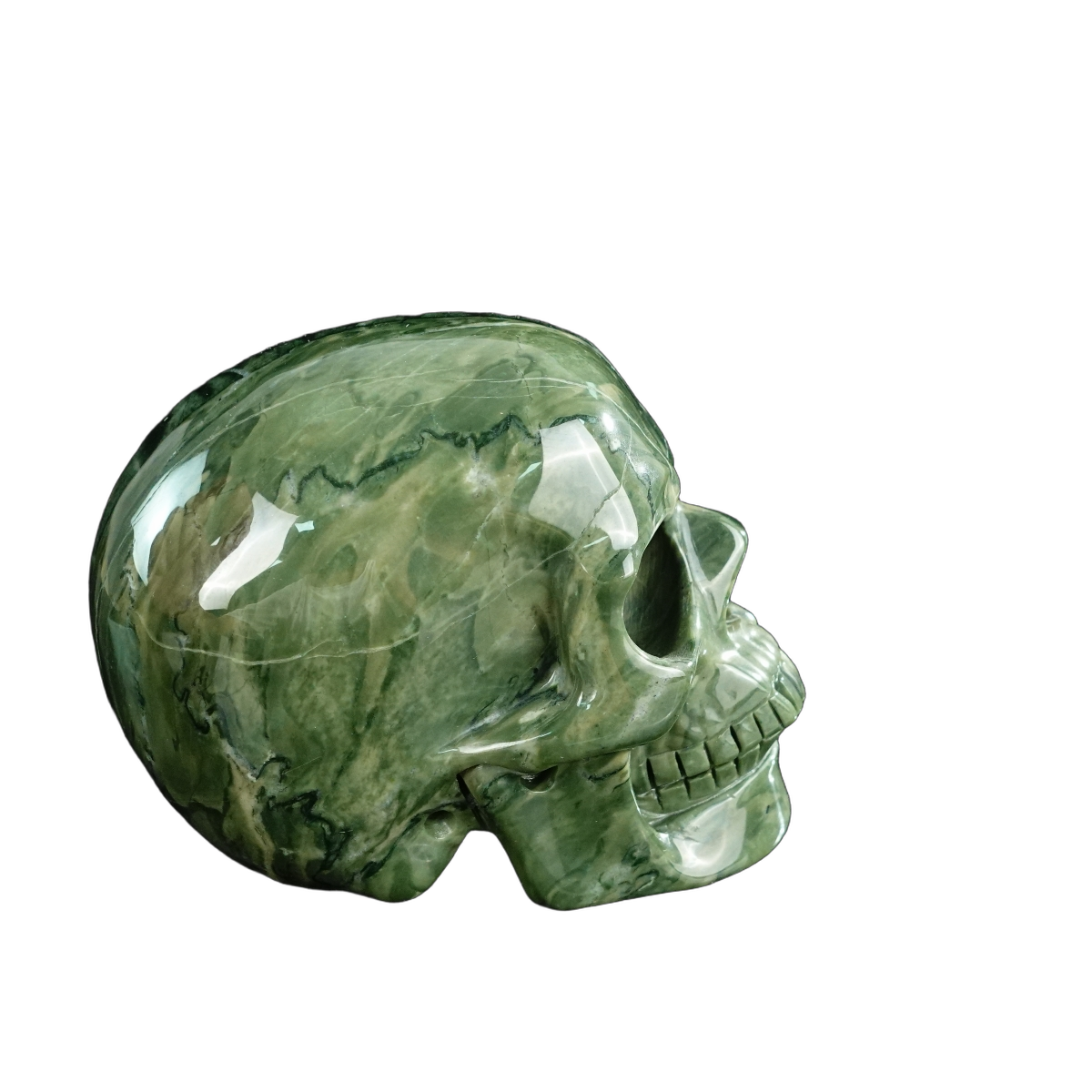 4.5" Nine Dragon Jade Crystal Skull Carving - Unique Piece #HA01