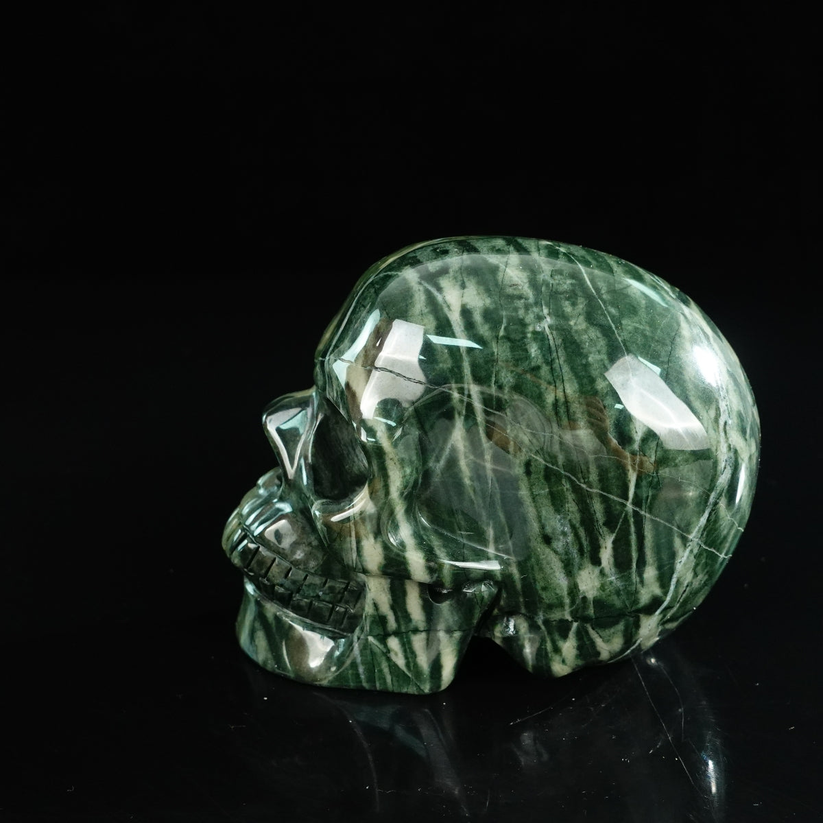 4.5" Nine Dragon Jade Crystal Skull Carving - Unique Piece #HA01