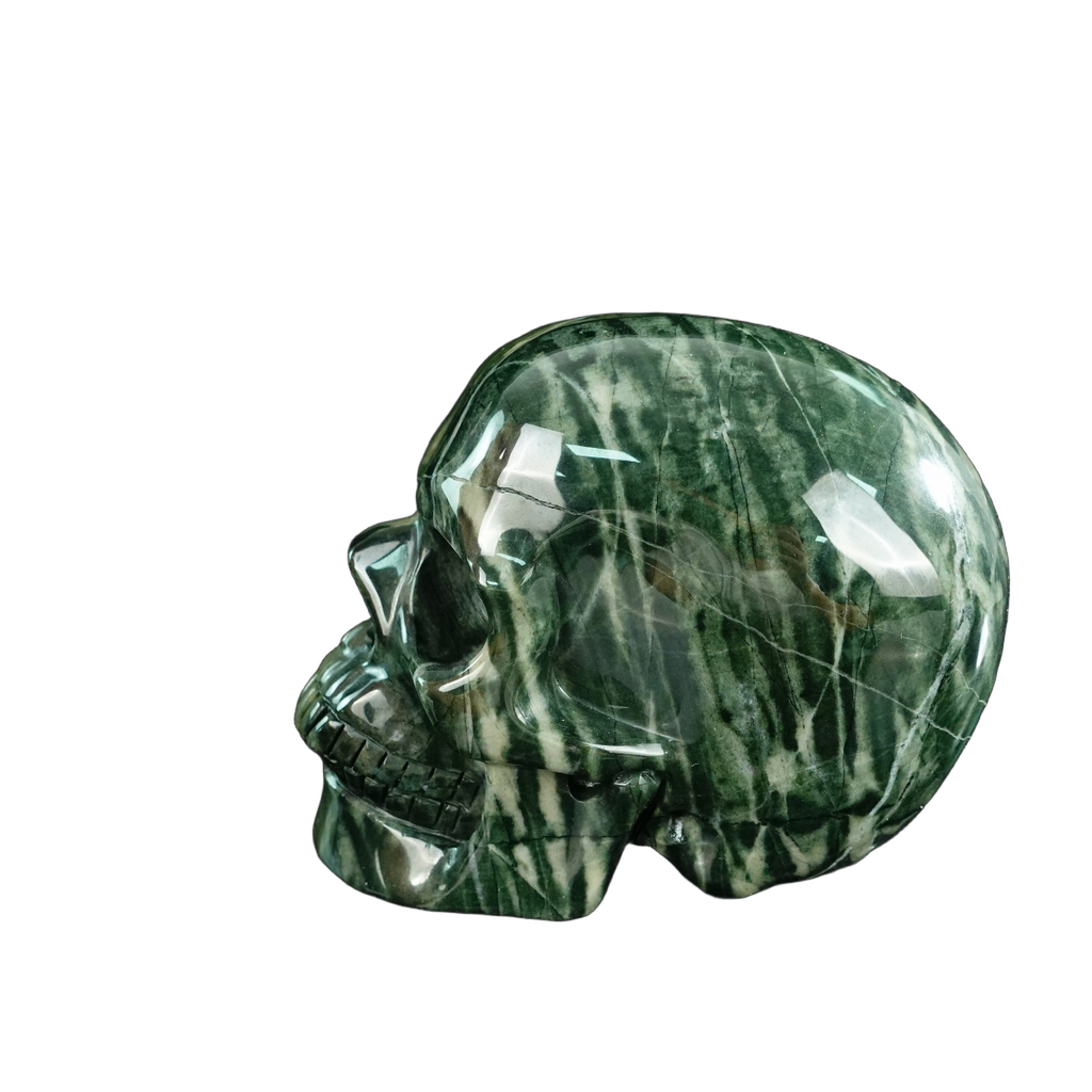 4.5" Nine Dragon Jade Crystal Skull Carving - Unique Piece #HA01