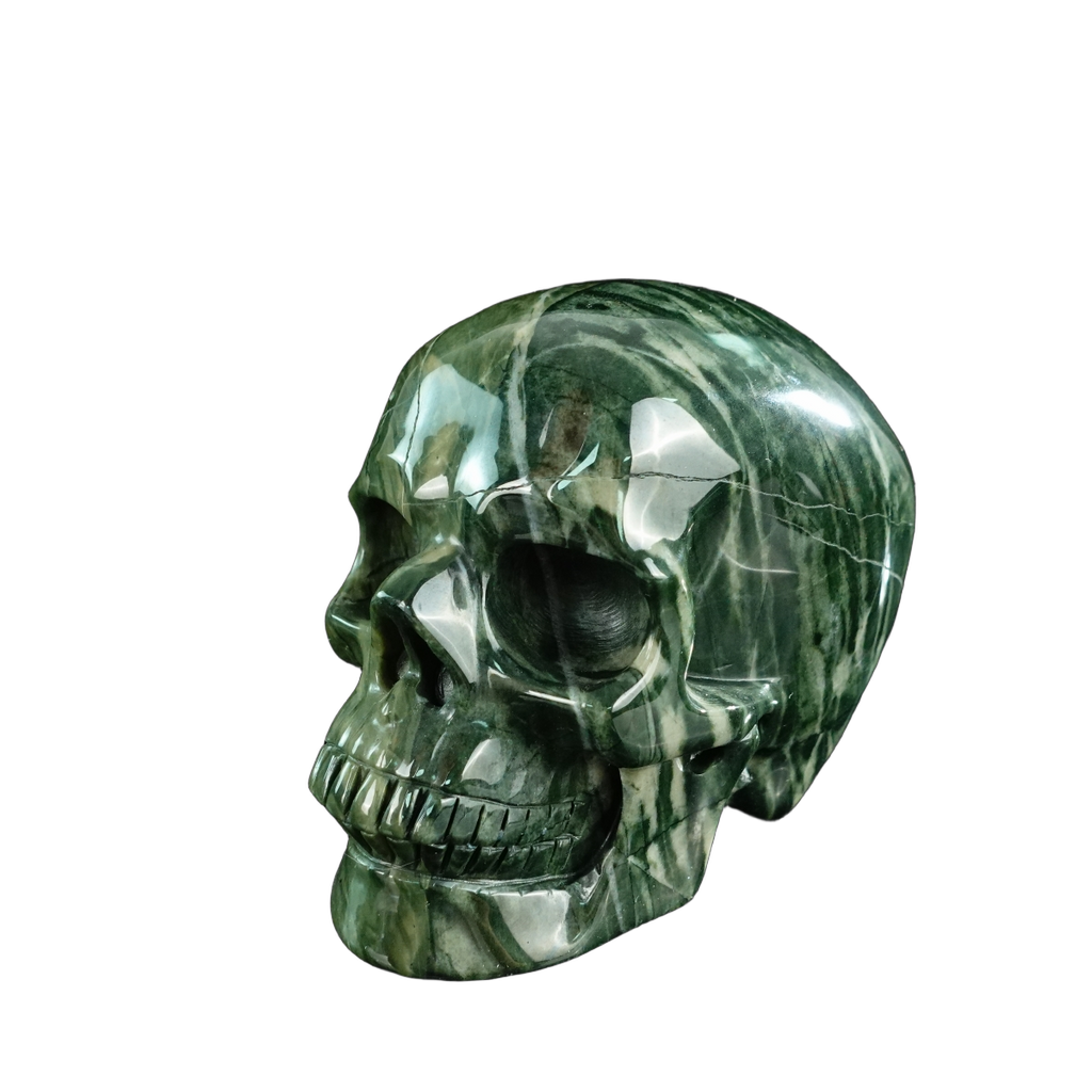 4.5" Nine Dragon Jade Crystal Skull Carving - Unique Piece #HA01