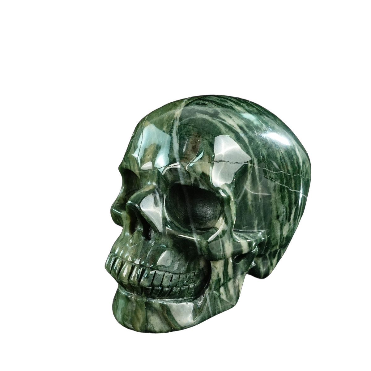4.5" Nine Dragon Jade Crystal Skull Carving - Unique Piece #HA01