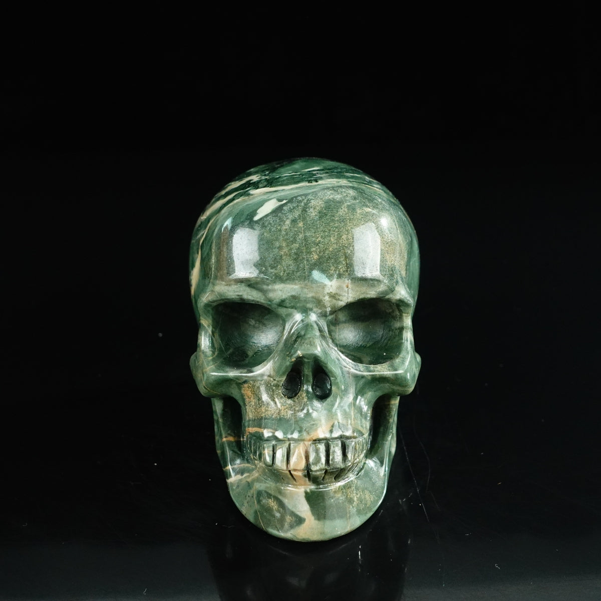 4.5" Nine Dragon Jade Crystal Skull Carving - Unique Piece #HA02