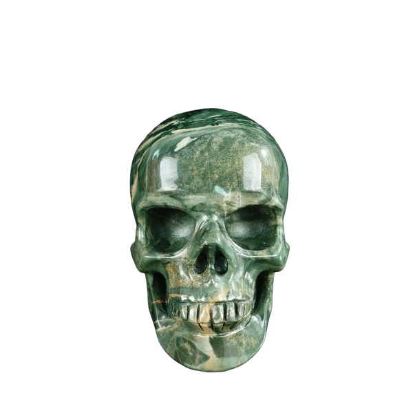 4.5" Nine Dragon Jade Crystal Skull Carving - Unique Piece #HA02