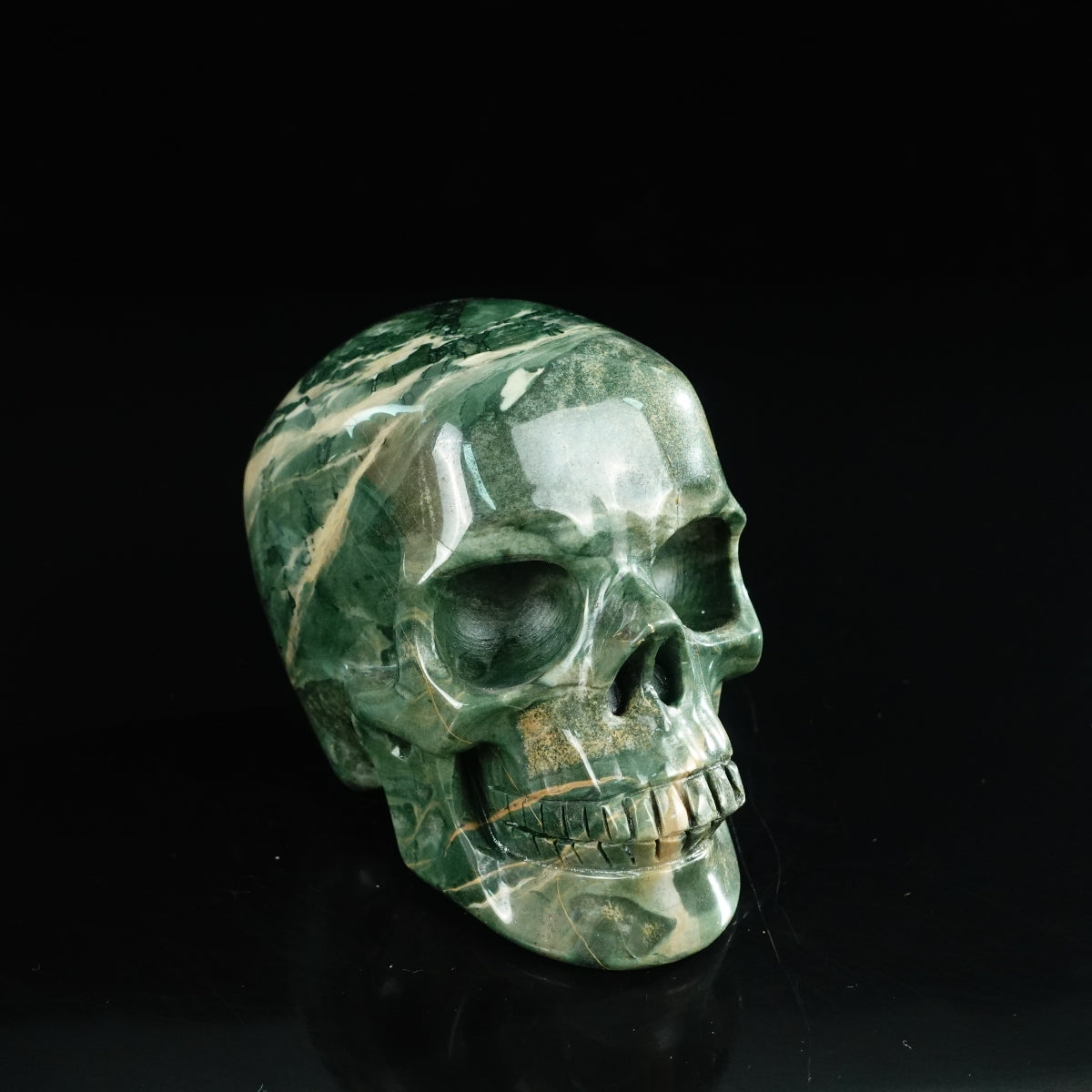 4.5" Nine Dragon Jade Crystal Skull Carving - Unique Piece #HA02