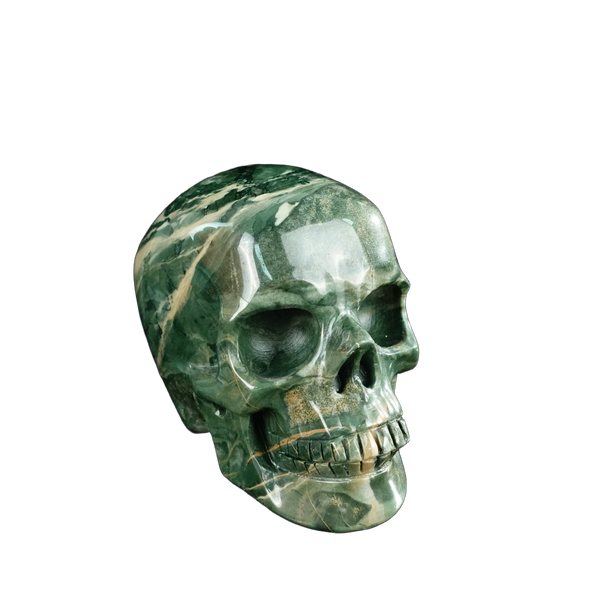 4.5" Nine Dragon Jade Crystal Skull Carving - Unique Piece #HA02 - alternate view