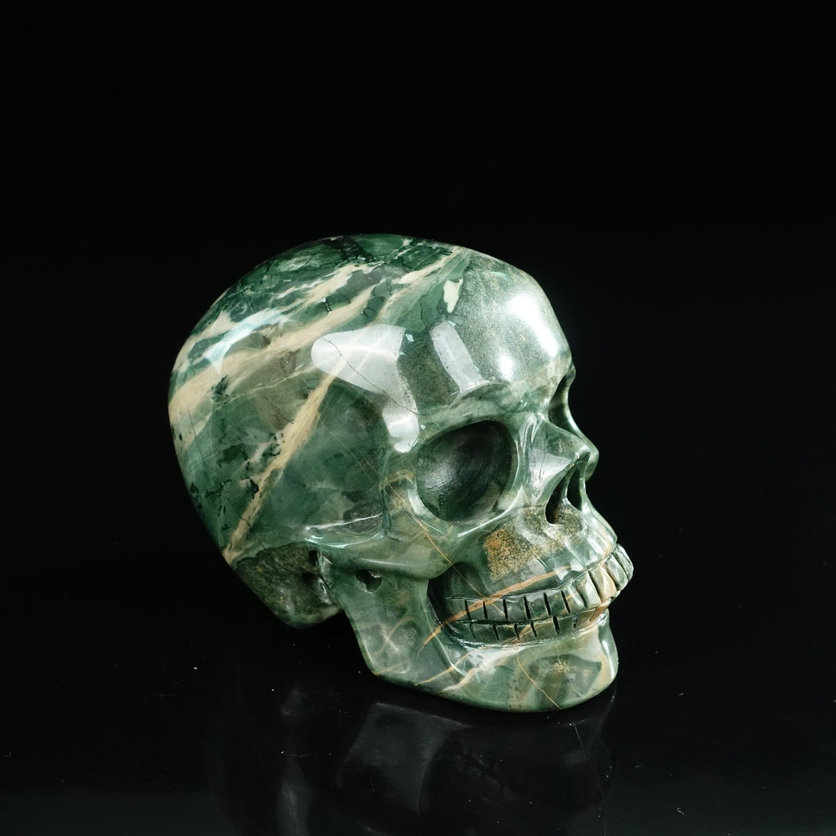 4.5" Nine Dragon Jade Crystal Skull Carving - Unique Piece #HA02