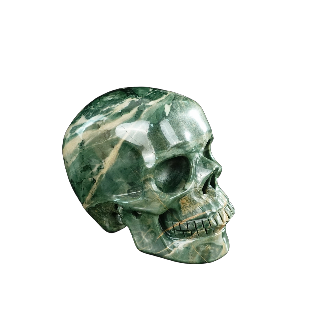 4.5" Nine Dragon Jade Crystal Skull Carving - Unique Piece #HA02