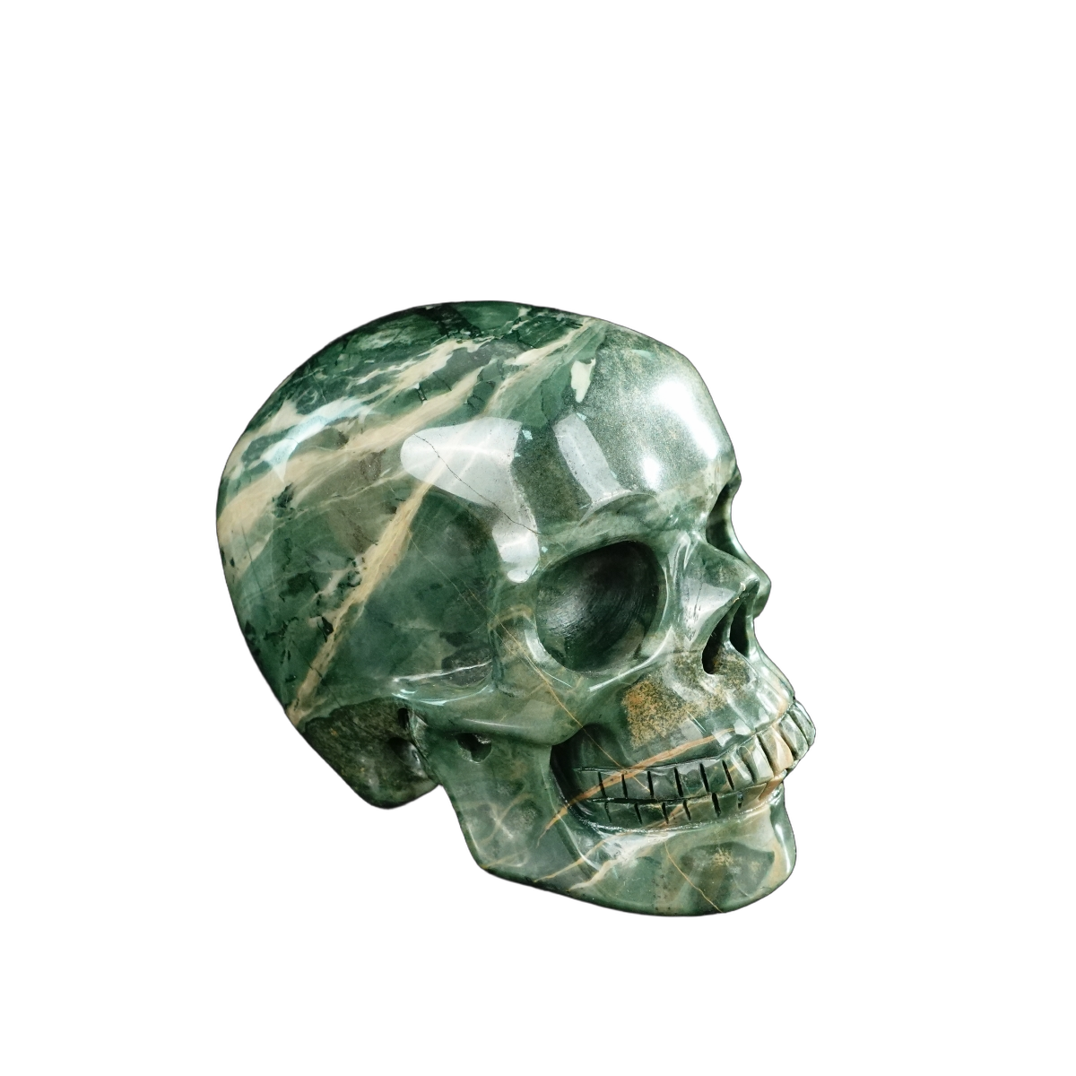4.5" Nine Dragon Jade Crystal Skull Carving - Unique Piece #HA02