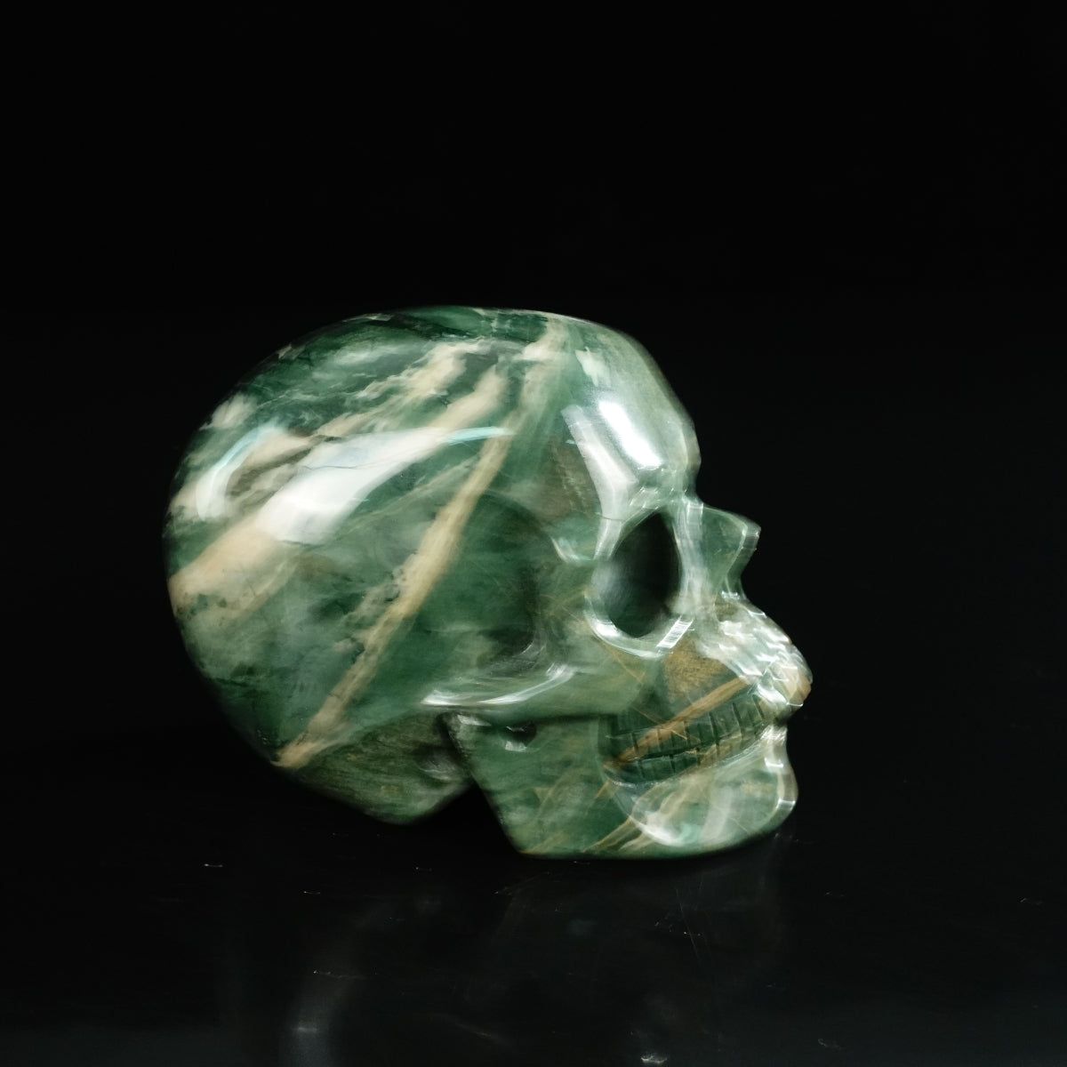 4.5" Nine Dragon Jade Crystal Skull Carving - Unique Piece #HA02
