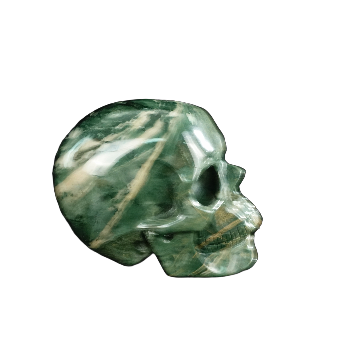 4.5" Nine Dragon Jade Crystal Skull Carving - Unique Piece #HA02