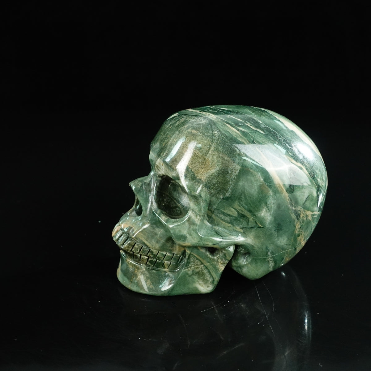 4.5" Nine Dragon Jade Crystal Skull Carving - Unique Piece #HA02