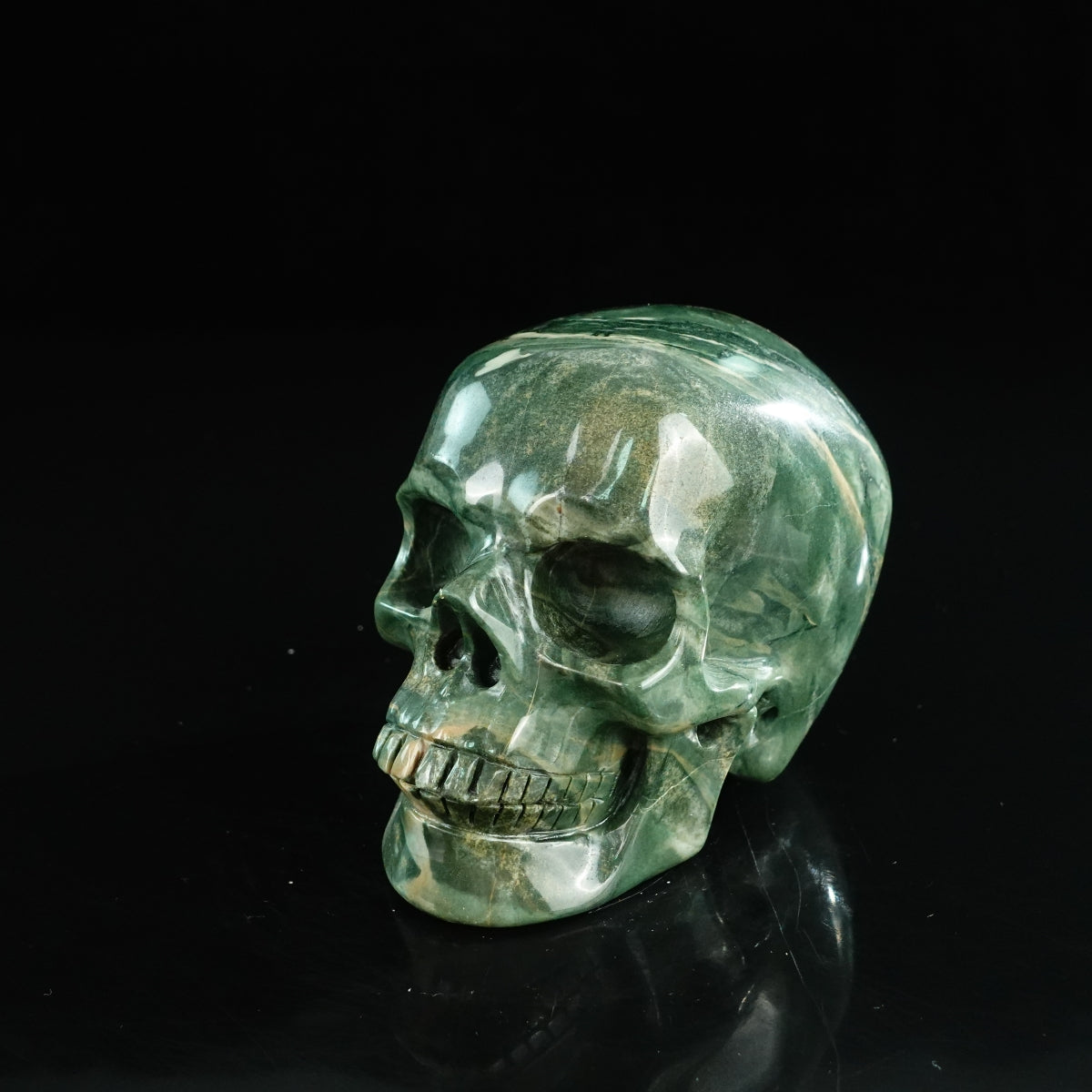 4.5" Nine Dragon Jade Crystal Skull Carving - Unique Piece #HA02