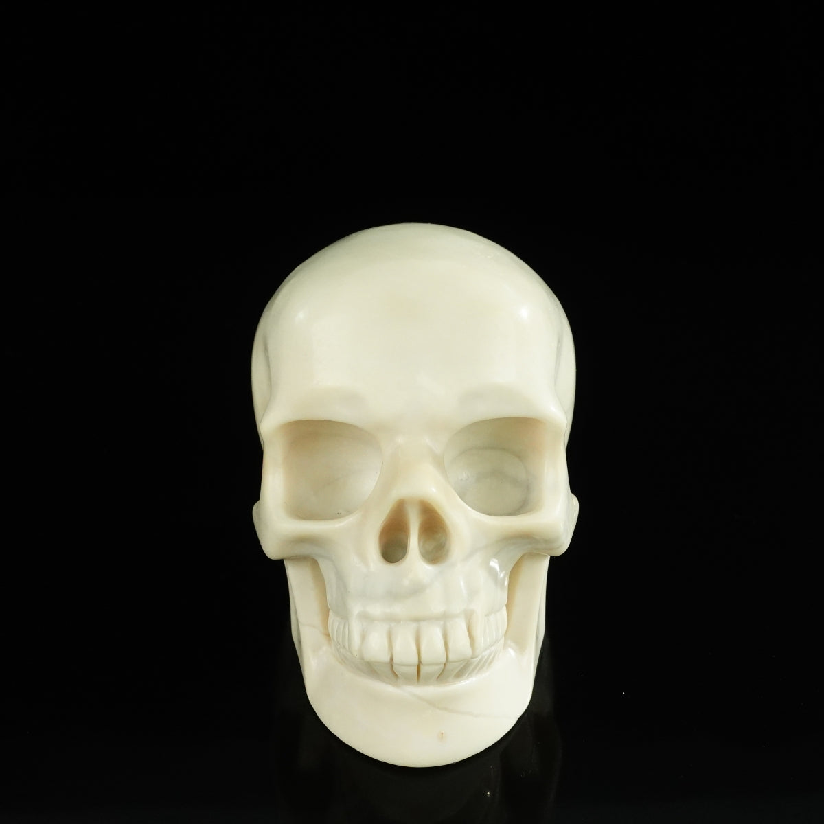 4.5" Ivory Jade Crystal Skull Carving - Unique Piece #IJ01