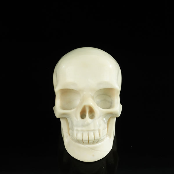 4.5" Ivory Jade Crystal Skull Carving - Unique Piece #IJ01