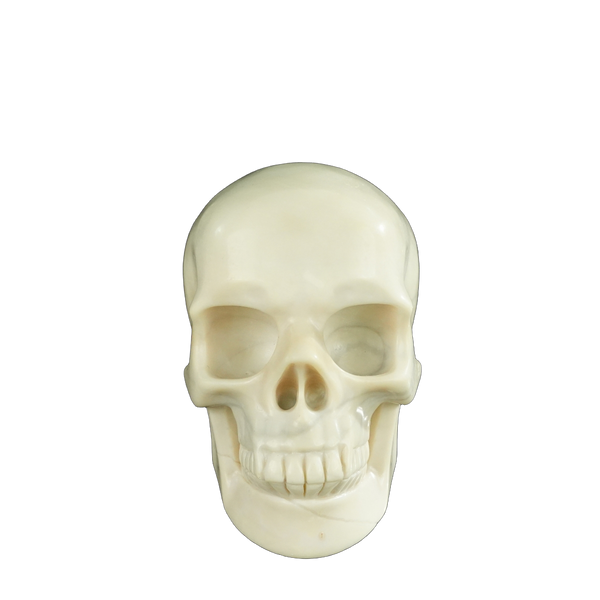 4.5" Ivory Jade Crystal Skull Carving - Unique Piece #IJ01