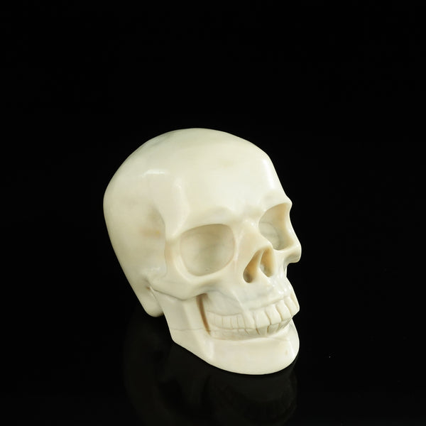 4.5" Ivory Jade Crystal Skull Carving - Unique Piece #IJ01 - alternate view