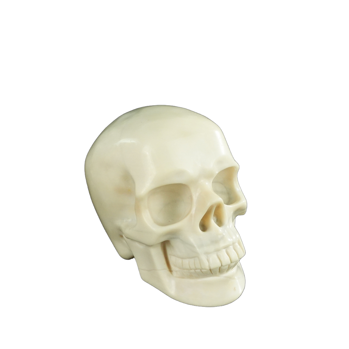 4.5" Ivory Jade Crystal Skull Carving - Unique Piece #IJ01