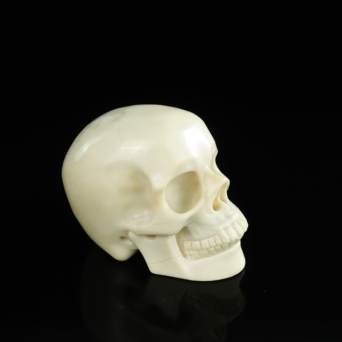 4.5" Ivory Jade Crystal Skull Carving - Unique Piece #IJ01