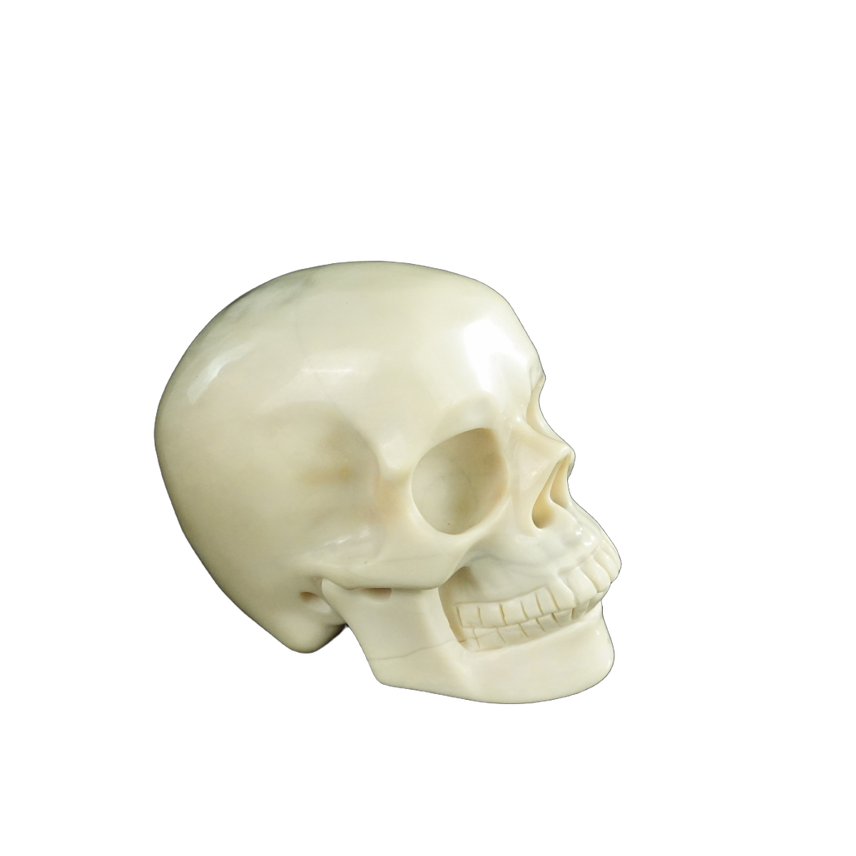 4.5" Ivory Jade Crystal Skull Carving - Unique Piece #IJ01