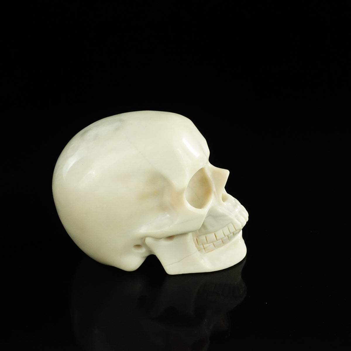 4.5" Ivory Jade Crystal Skull Carving - Unique Piece #IJ01